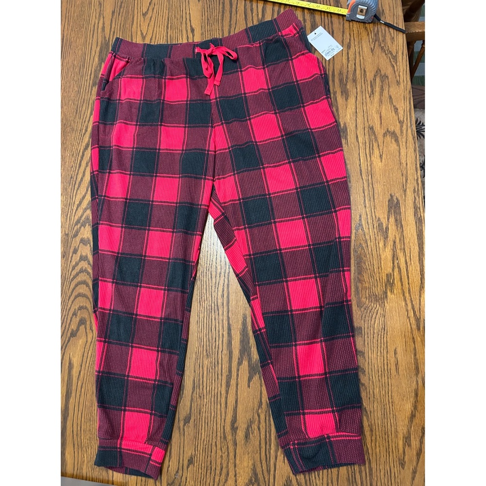 Sonoma Goods For Life Womens XXL Red Black Buffalo Plaid Pajama Joggers Pockets